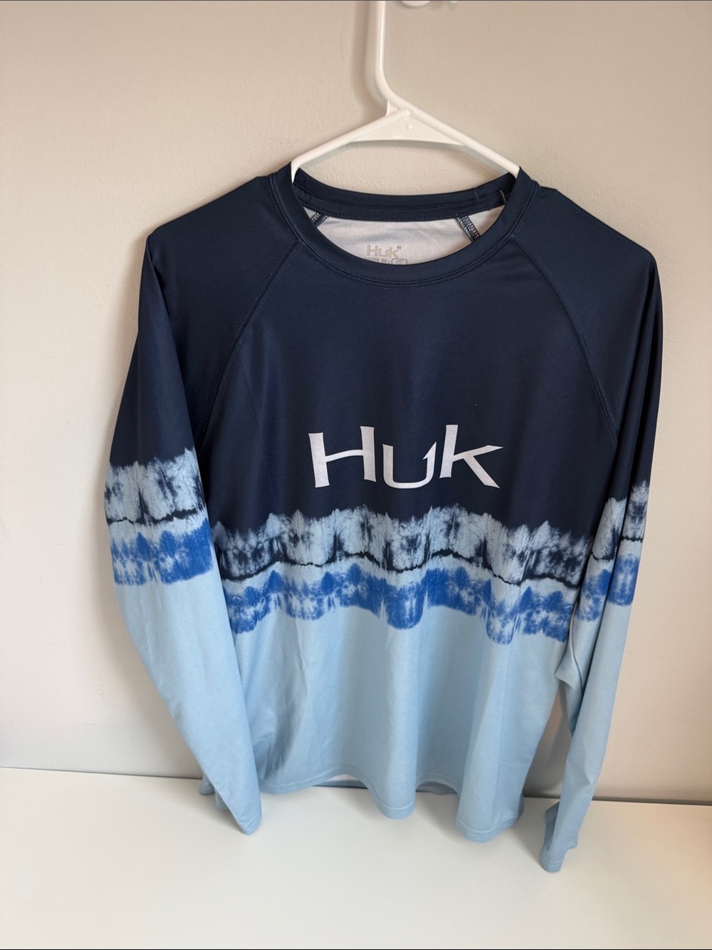 Huk Long Sleeve Performance Shirt - Navy, Royal & Light Blue Tie-Dye